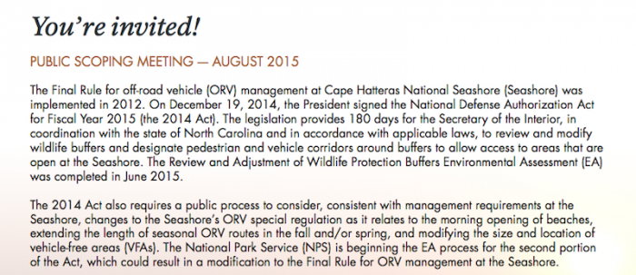 NPS Seeks Public Input for ORV Plan NPS Seeks Public Input for ORV Plan